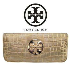 Rare AUTHENTIC VINTAGE Tory Burch Reva Clutch - Gold/ Silver Blend